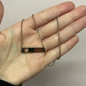 Gold Heart Bar Necklace Cute Preppy